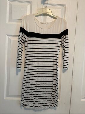 Tua Black & White Striped Mini Dress